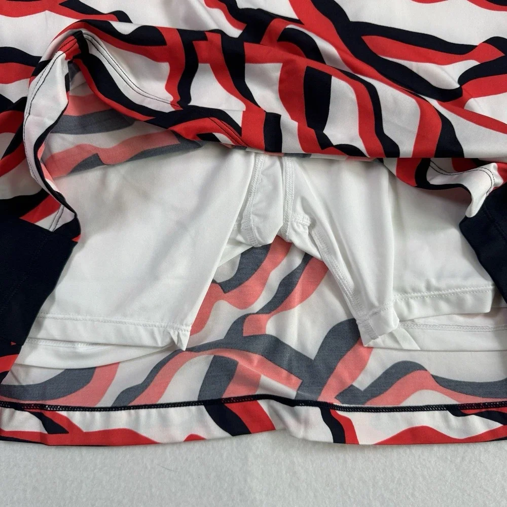TAIL Performance Golf Skort Womens L Red White Navy‎ Angela Wave Print Pull-On